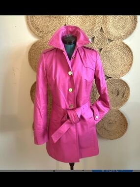Banana Republic Hot Pink Belted Trench Coat